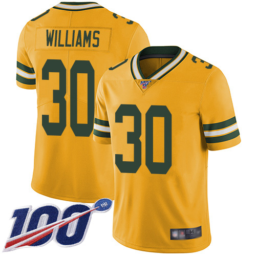Green Bay Packers Limited Gold Men #30 Williams Jamaal Jersey Nike NFL 100th Season Rush Vapor Untouchable
